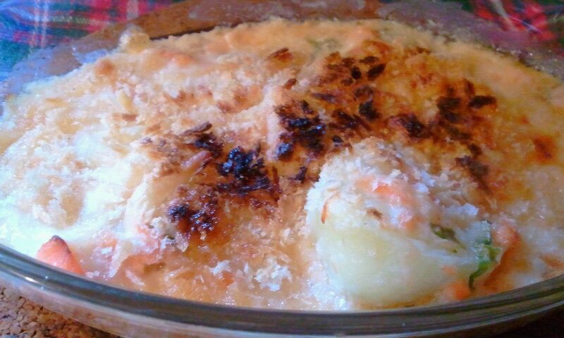 鮭のクリームスープグラタン